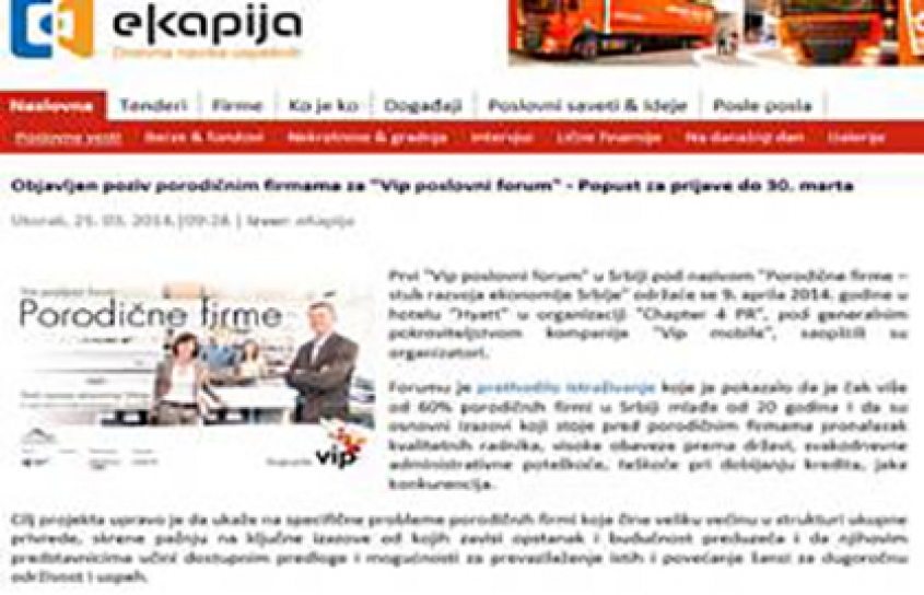 Vip poslovni forum o porodičnim firmama: popust za rane prijave do kraja meseca