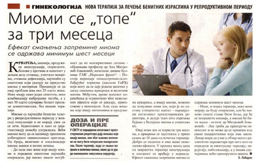 Our Client in the Vecernje Novosti Daily